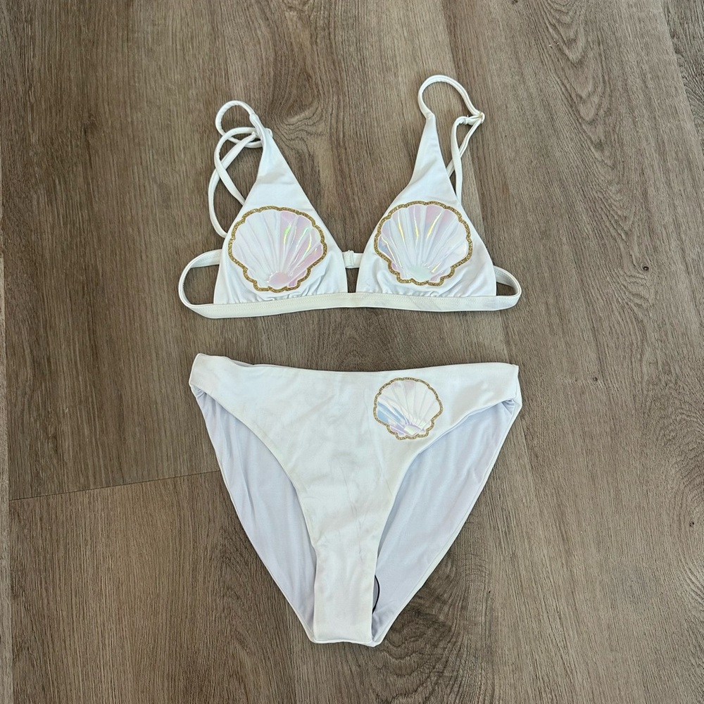 Beach Riot White Bikini with Shell Design